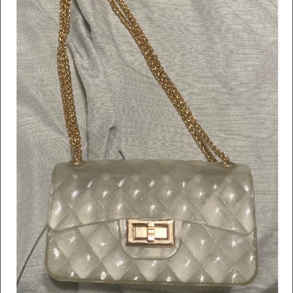 Handbags - PVC handbags with gold chain